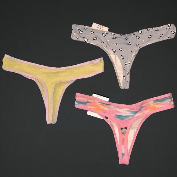 3 Pair of Ladies Cotton Thongs Size Medium 7/9 - Picture 2 of 11